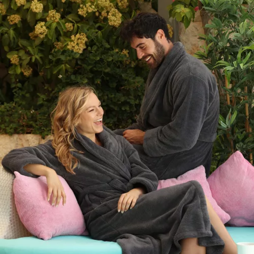 Super soft fleece bathrobe Slate grey XL, 300 g