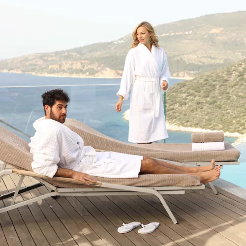 Terry waffle-patterned bathrobe White XL, 350 g