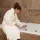 Terry waffle-patterned bathrobe Ivory XXL, 350 g