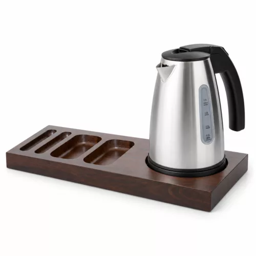 Bentley Xanthic tray (mahogany) + Saffron View kettle, 1 l (stainless steel) – set
