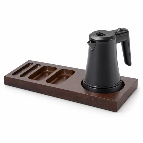 Bentley Xanthic tray (mahogany) + Coral kettle, 0.5 l (matt black) – set
