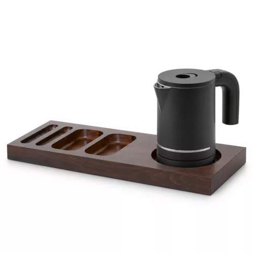Bentley Xanthic tray (mahogany) + Halo kettle, 0.6 l (matt black) – set
