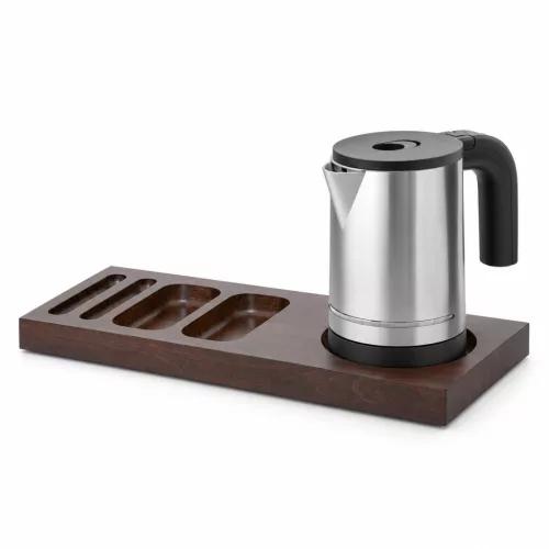 Bentley Xanthic tray (mahogany) + Halo kettle, 0.8 l (stainless steel) – set