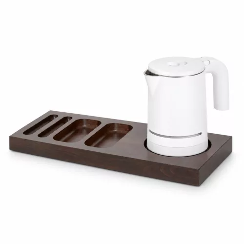 Bentley Xanthic tray (mahogany) + Halo kettle, 0.6 l (white) – set