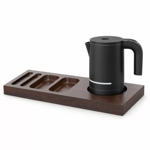 Bentley Xanthic tray (mahogany) + Halo kettle, 1 l (black) – set