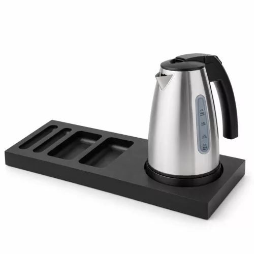 Bentley Xanthic tray (black) + Saffron View kettle, 1 l (stainless steel) – set