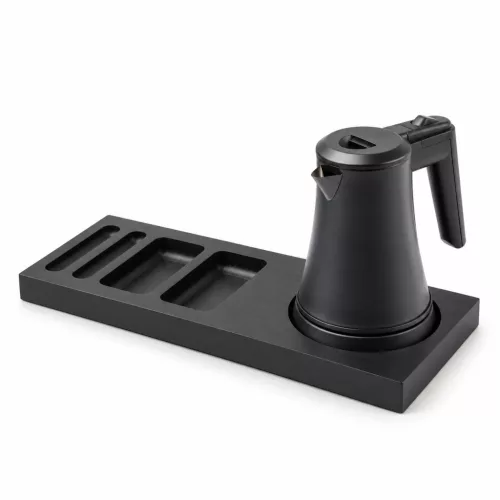 Bentley Xanthic tray (black) + Coral kettle, 0.5 l (matt black) – set