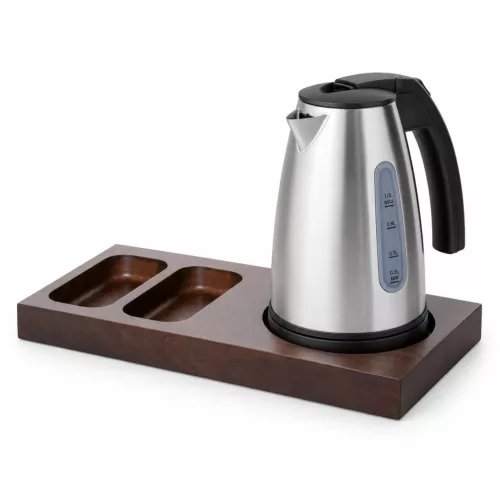 Bentley Xanthic S tray (mahogany) + Saffron View kettle, 1 l (stainless steel) – set