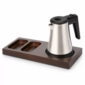   Bentley Xanthic S tray (mahogany) + Coral kettle, 0.5 l (stainless steel) – set