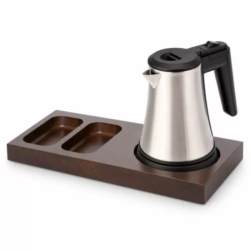 Bentley Xanthic S tray (mahogany) + Coral kettle, 0.5 l (stainless steel) – set