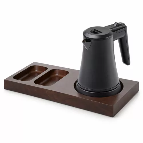 Bentley Xanthic S tray (mahogany) + Coral kettle, 0.5 l (matt black) – set