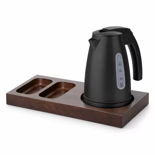 Bentley Xanthic S tray (mahogany) + Saffron View kettle, 1 l (matt black) – set