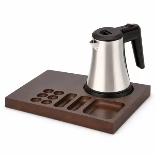 Bentley Xanthic Coffee & Tea tray (mahogany) + Coral kettle, 0.5 l (stainless steel) – set