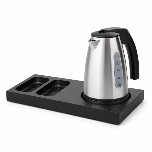 Bentley Xanthic S tray (black) + Saffron View kettle, 1 l (stainless steel) – set