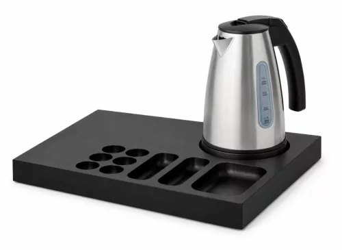 Bentley Xanthic Coffee & Tea tray (black) + Saffron View kettle, 1 l (stainless steel) – set