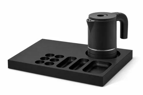 Bentley Xanthic Coffee & Tea tray (black) + Halo kettle, 0.6 l (matt black) – set