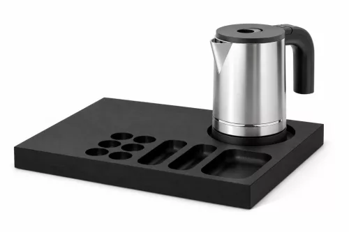 Bentley Xanthic Coffee & Tea tray (black) + Halo kettle, 0.8 l (stainless steel) – set