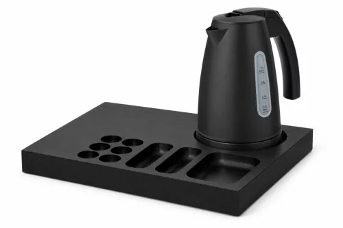 Bentley Xanthic Coffee & Tea tray (black) + Saffron View kettle, 1 l (matt black) – set
