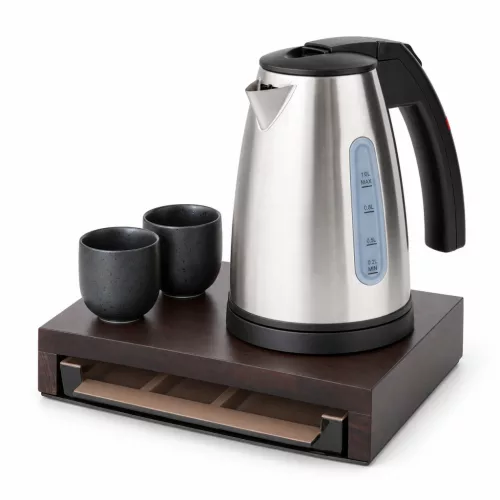 Bentley Canella tray (mahogany) + Saffron View kettle, 1 l (stainless steel) – set