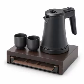   Bentley Canella tray (mahogany) + Coral kettle, 0.5 l (matt black) – set