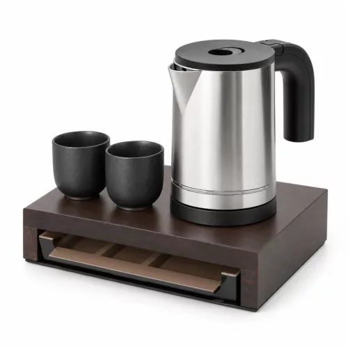 Bentley Canella tray (mahogany) + Halo kettle, 0.8 l (stainless steel) – set