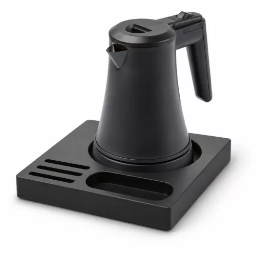 Bentley Orange tray (black) + Coral kettle, 0.5 l (matt black) – set
