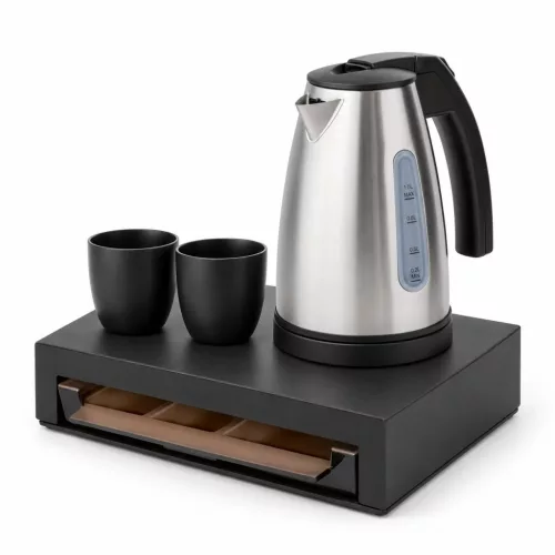 Bentley Canella tray (black) + Saffron View kettle, 1 l (stainless steel) – set
