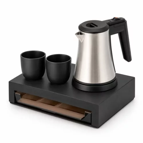 Bentley Canella tray (black) + Coral kettle, 0.5 l (stainless steel) – set
