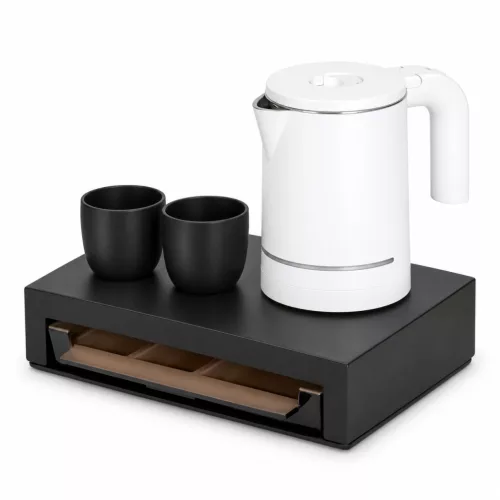Bentley Canella tray (black) + Halo kettle, 0.6 l (white) – set