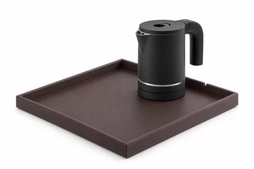 Bentley Fuji tray (classic brown) + Halo kettle, 0.6 l (matt black) – set