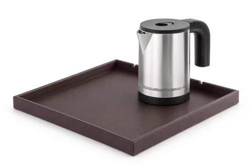 Bentley Fuji tray (classic brown) + Halo kettle, 0.8 l (stainless steel) – set