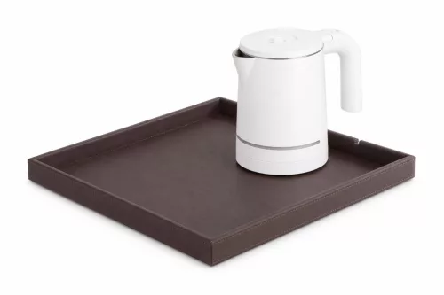 Bentley Fuji tray (classic brown) + Halo kettle, 0.6 l (white) – set
