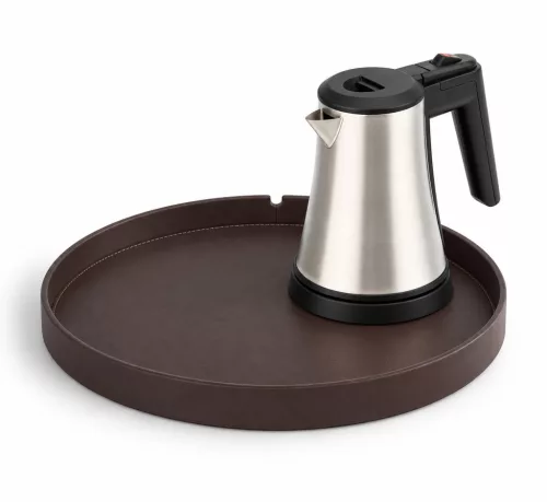 Bentley Maroa tray (classic brown) + Coral kettle, 0.5 l (stainless steel) – set