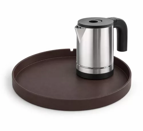 Bentley Maroa tray (classic brown) + Halo kettle, 0.8 l (stainless steel) – set
