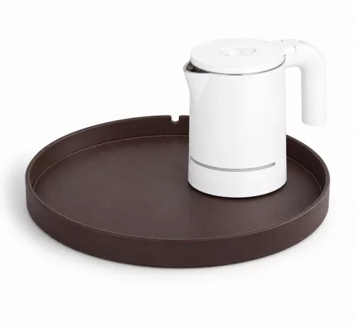Bentley Maroa tray (classic brown) + Halo kettle, 0.6 l (white) – set