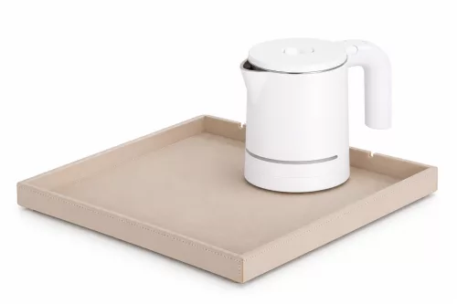 Bentley Fuji tray (natural) + Halo kettle, 0.6 l (white) – set