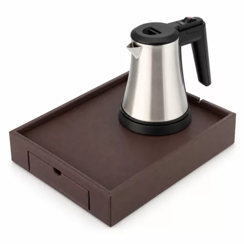 Bentley Stromboli tray (classic brown) + Coral kettle, 0.5 l (stainless steel) – set