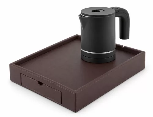 Bentley Stromboli tray (classic brown) + Halo kettle, 0.6 l (matt black) – set