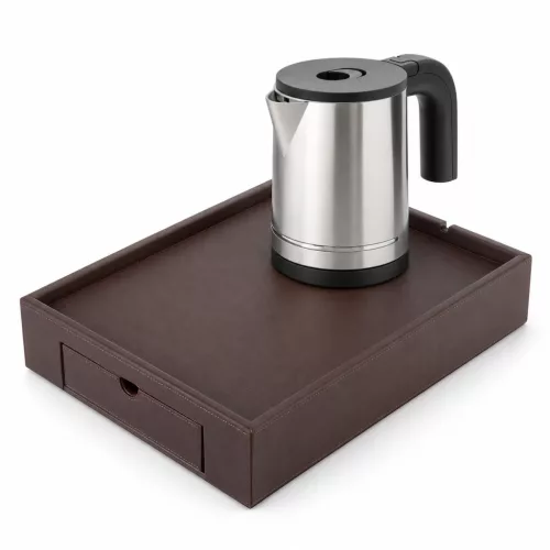 Bentley Stromboli tray (classic brown) + Halo kettle, 0.8 l (stainless steel) – set