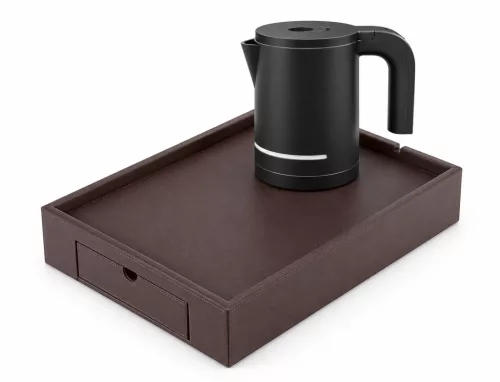 Bentley Stromboli tray (classic brown) + Halo kettle, 1 l (black) – set