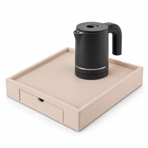 Bentley Stromboli tray (natural) + Halo kettle, 0.6 l (matt black) – set
