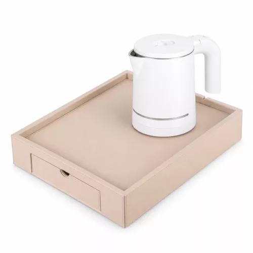 Bentley Stromboli tray (natural) + Halo kettle, 0.6 l (white) – set
