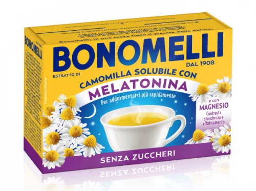 Bonomelli vanilla-flavoured instant chamomile drink with melatonin and magnesium – food supplement, 4.5 g – unit price per sachet