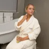 Serene Luxury Velour Waffle Bathrobe Ivory XL, 400 g