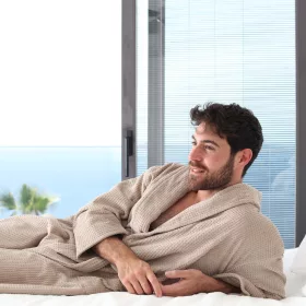 Serene Luxury Velour Waffle Bathrobe Brown XL, 400 g