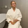 Serene Luxury Velour Waffle Bathrobe Ivory XXL, 400 g