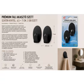   Premium wall hook set – 430 stainless steel, satin finish, 4,5 × 7 cm, 2 pcs/set