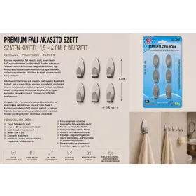   Premium wall hook set – 430 stainless steel, satin finish, 1,5 × 4 cm, 6 pcs/set