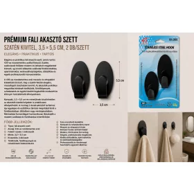   Premium wall hook set – 430 stainless steel, satin finish, 3,5 × 5,5 cm, 2 pcs/set
