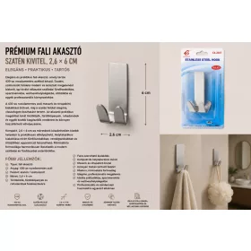   Premium wall hook – 430 stainless steel, satin finish, 2,6 × 6 cm